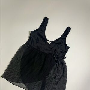black coquette mesh and bow detail cami